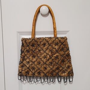 Elegant Beaded Tan Purse
